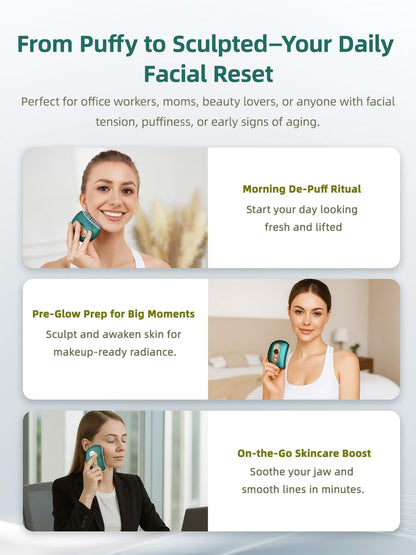 Kinbana Lymphatic Contour Face Brush – Face Massager for Lymphatic Drainage, Double Chin Reducer, and Facial Sculpting – Gentle Vibrating Lymphatic Drainage Tool for Jawline & Puffiness (Green) - Maple Wellness Supplements
