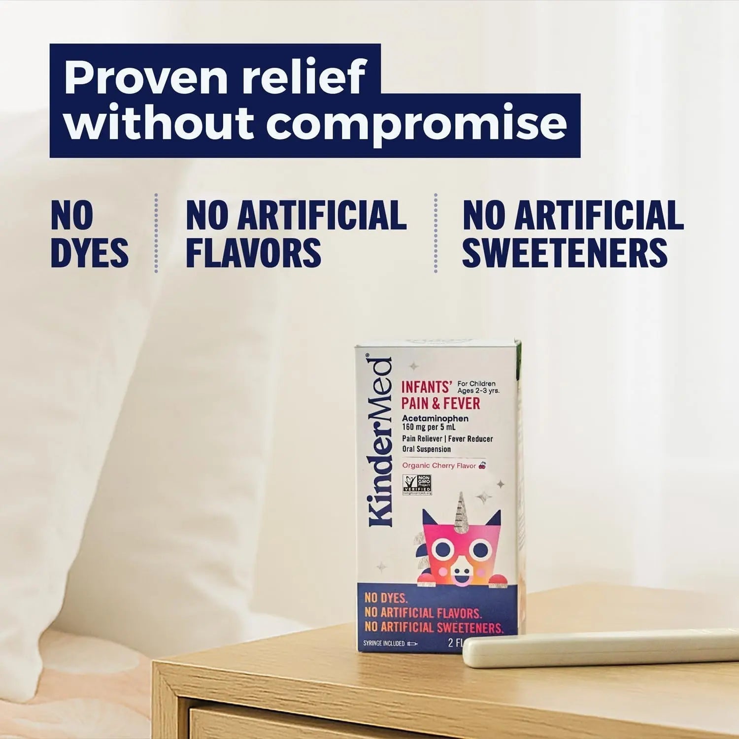 KinderMed Infants' Pain & Fever Medicine, No Dyes, No Artificial Flavors, No Artificial Sweeteners, Vegan, Non-GMO, Gluten Free, Organic Cherry Flavor, Two Pack, 2 x 2 fl. oz - Maple Wellness Supplements