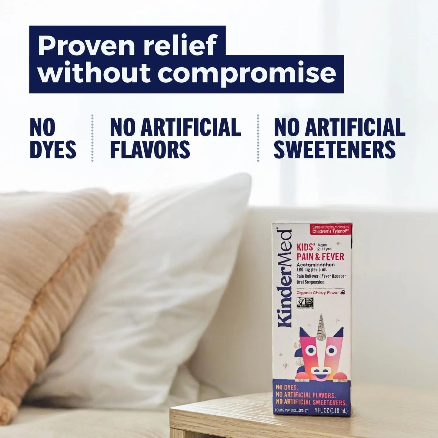 KinderMed Kids' Pain & Fever Medicine, for Ages 2-11 Years, No Dyes, No Artificial Flavors, No Artificial Sweeteners, Vegan, Non-GMO, Gluten Free, Organic Cherry Flavor, Two Pack, 2 x 4 fl. oz - Maple Wellness Supplements