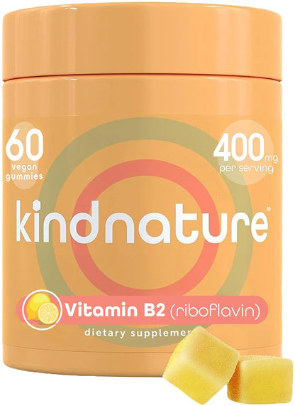 kindnature Vitamin B2 Gummies - Riboflavin 400mg Supplement for Kids & Adults - Non-GMO, Soy & Gluten-Free - Maple Wellness Supplements