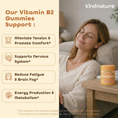kindnature Vitamin B2 Gummies - Riboflavin 400mg Supplement for Kids & Adults - Non-GMO, Soy & Gluten-Free, Vegan Chewable Gummies (30 Day Supply) (2) - Maple Wellness Supplements