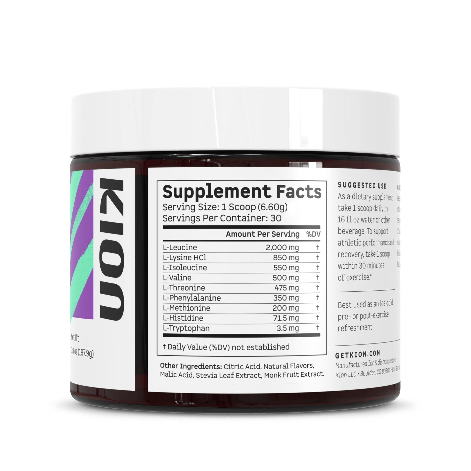 Kion Aminos - Essential Amino Acids Supplement, Essential Amino Acids Powder for Muscle Recovery, BCAA EAA No Caffeine, Amino Acid Powder, Essential Amino Energy - 30 Servings, Mixed Berry - Maple Wellness Supplements