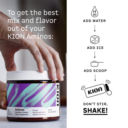 Kion Aminos - Essential Amino Acids Supplement, Essential Amino Acids Powder for Muscle Recovery, BCAA EAA No Caffeine, Amino Acid Powder, Essential Amino Energy - 30 Servings, Mixed Berry - Maple Wellness Supplements