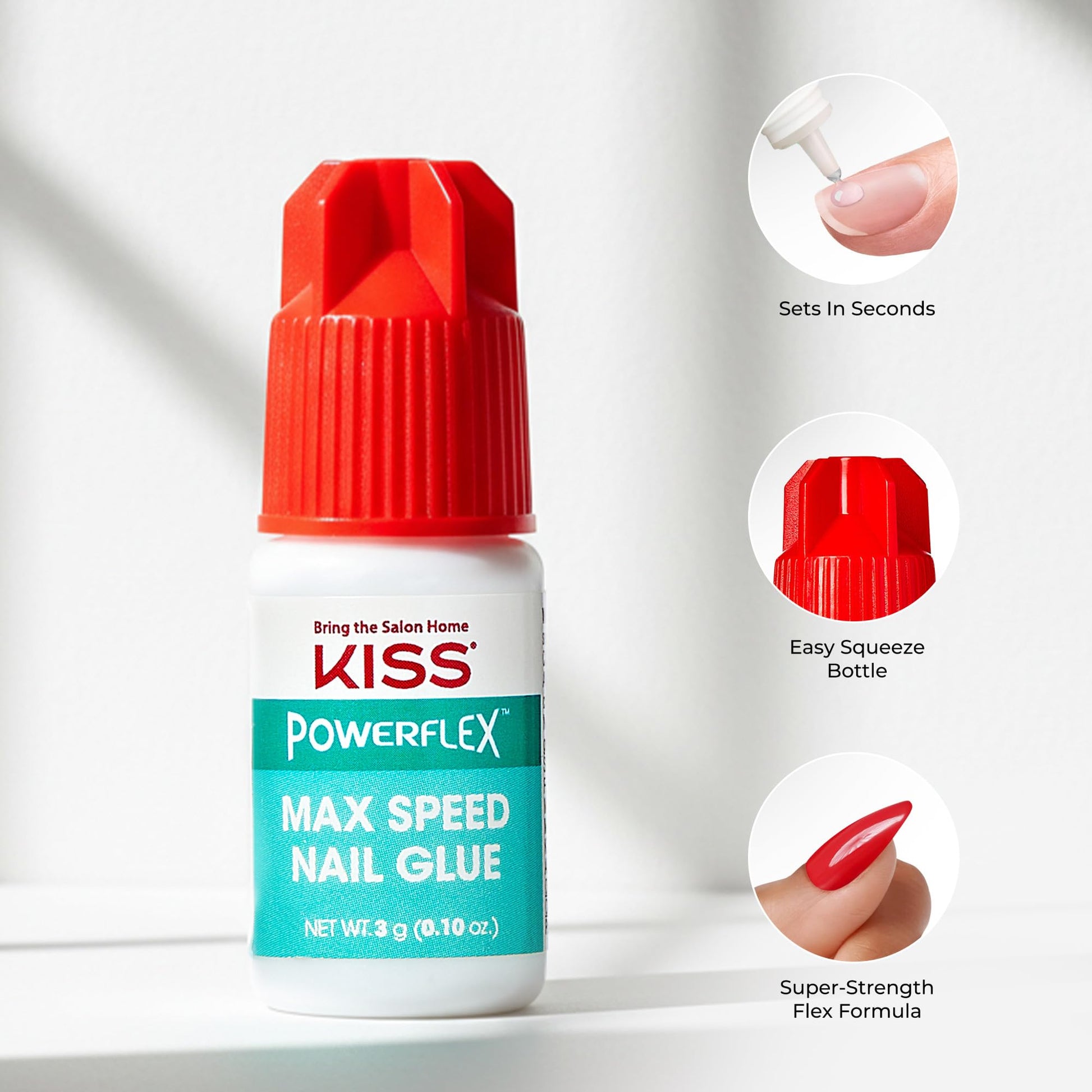 KISS PowerFlex Maximum Speed Nail Glue - Fast Drying Adhesive for Glue-On Nails - Maple Wellness Supplements