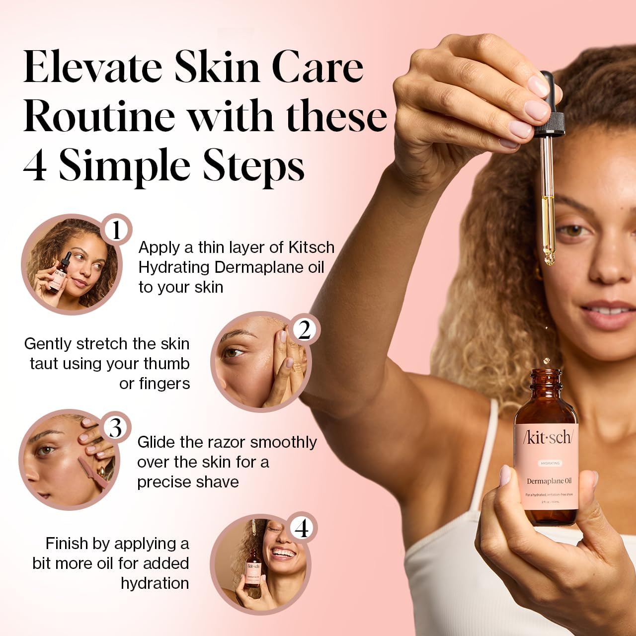 Kitsch Dermaplane Face Oil with Jojoba & Argan Oil – Hydrating Facial Formula for Dermaplaning Tool, Gua Sha & Razor Use - Maple Wellness Supplements