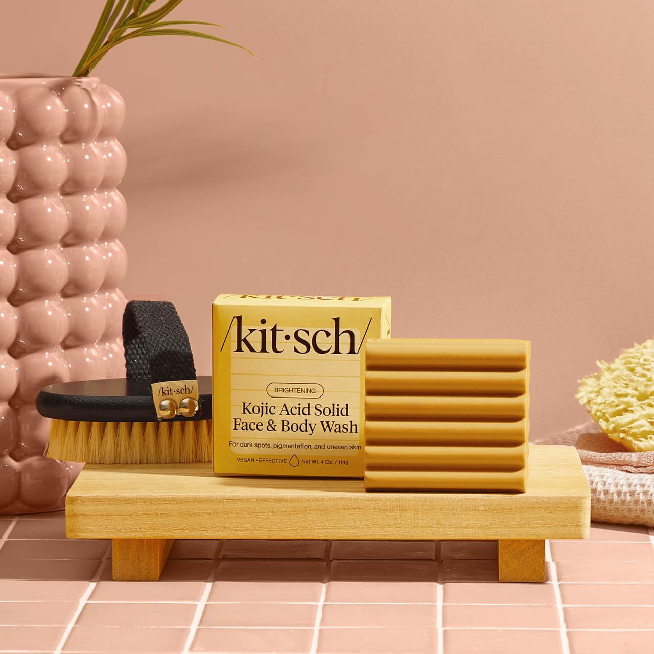 Kitsch Kojic Acid Soap – Turmeric Soap Bar with Hyaluronic Acid & Shea Butter – Brightening & Hydrating Body Wash & Face Wash for Dark Spots - Maple Wellness Supplements
