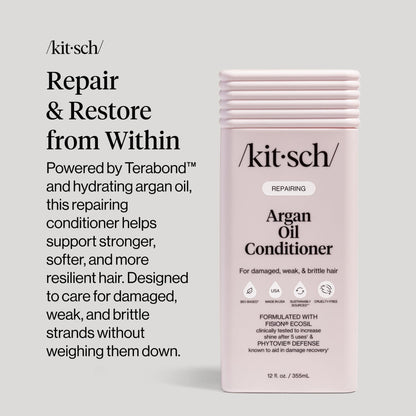 Kitsch Repairing Argan Oil Liquid Conditioner for Women & Men – Argan Oil for Hair, For Shine, Smoothness & Damage Recovery, Hair Repair – Clean, Color-Safe Hair Care - 12.3 oz - Maple Wellness Supplements