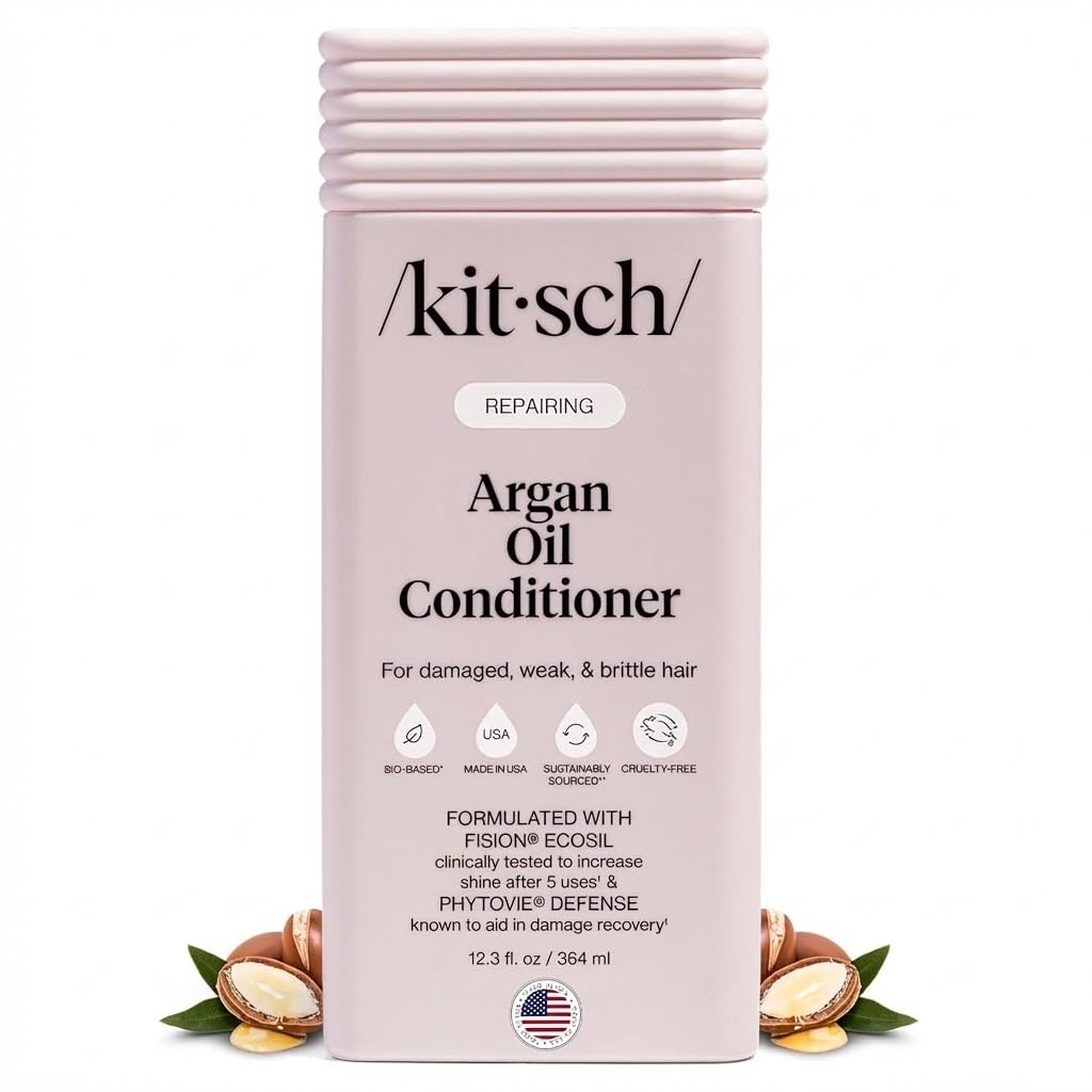Kitsch Repairing Argan Oil Liquid Conditioner for Women & Men – Argan Oil for Hair, For Shine, Smoothness & Damage Recovery, Hair Repair – Clean, Color-Safe Hair Care - 12.3 oz - Maple Wellness Supplements