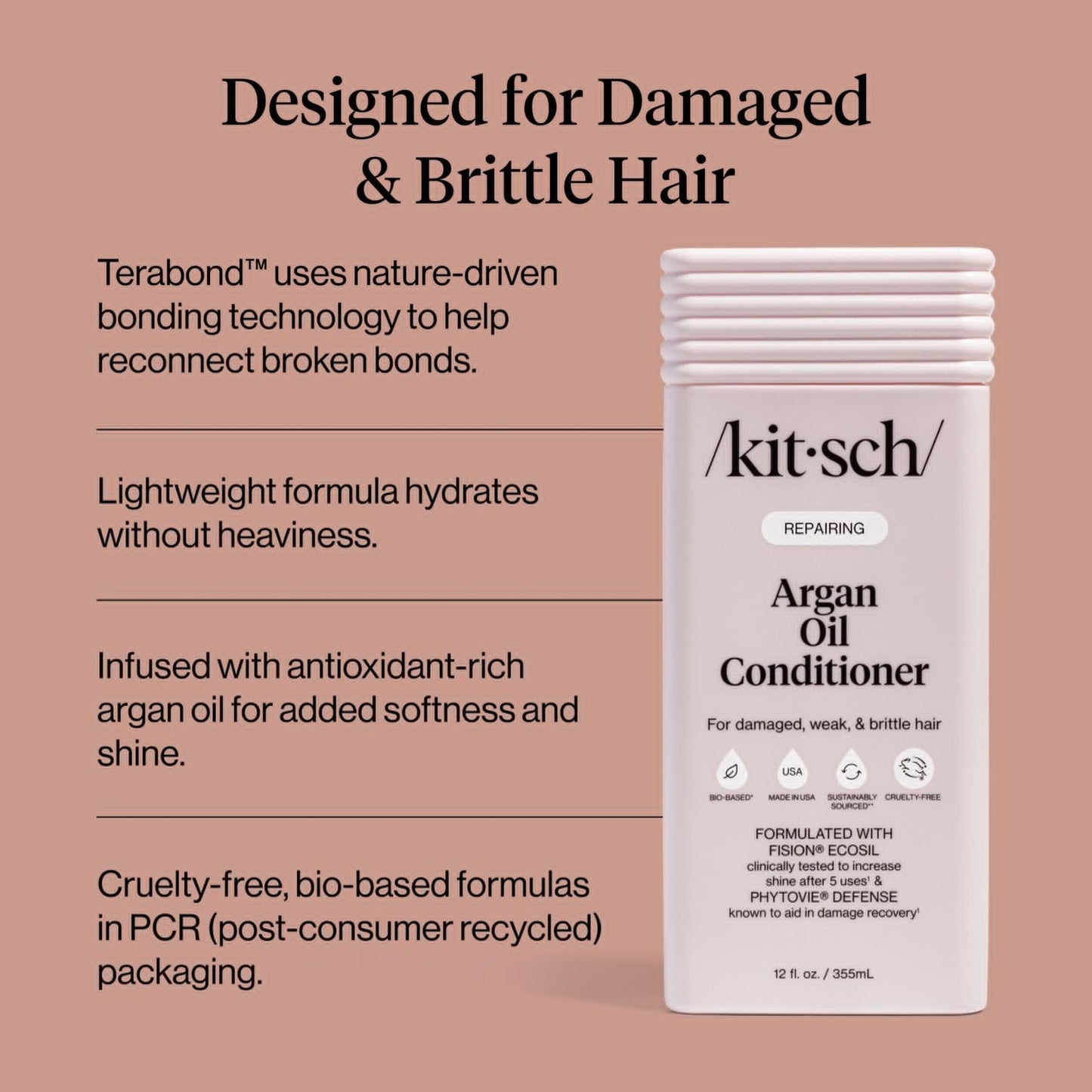 Kitsch Repairing Argan Oil Liquid Conditioner for Women & Men – Argan Oil for Hair, For Shine, Smoothness & Damage Recovery, Hair Repair – Clean, Color-Safe Hair Care - 12.3 oz - Maple Wellness Supplements