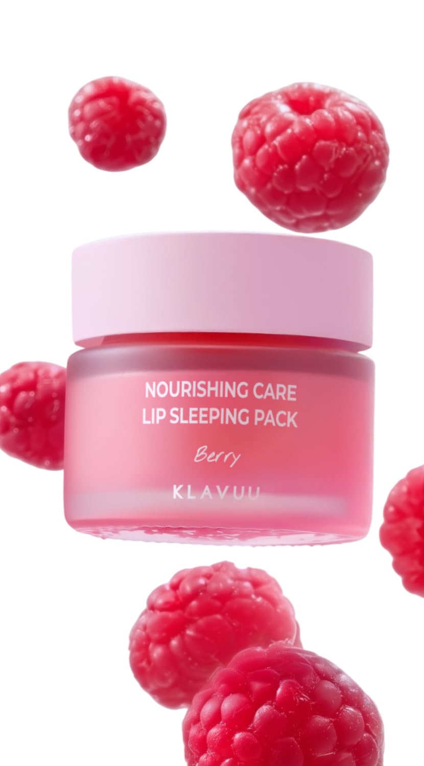Klavuu Lip Mask Sleeping Pack (0.7oz) – Overnight Deep Hydrating Korean Lip Balm Treatment for Very Dry, Chapped Lips | Lip Lightening & Plumping with Instant Hydration | Gentle Exfoliating (Berry) - Maple Wellness Supplements