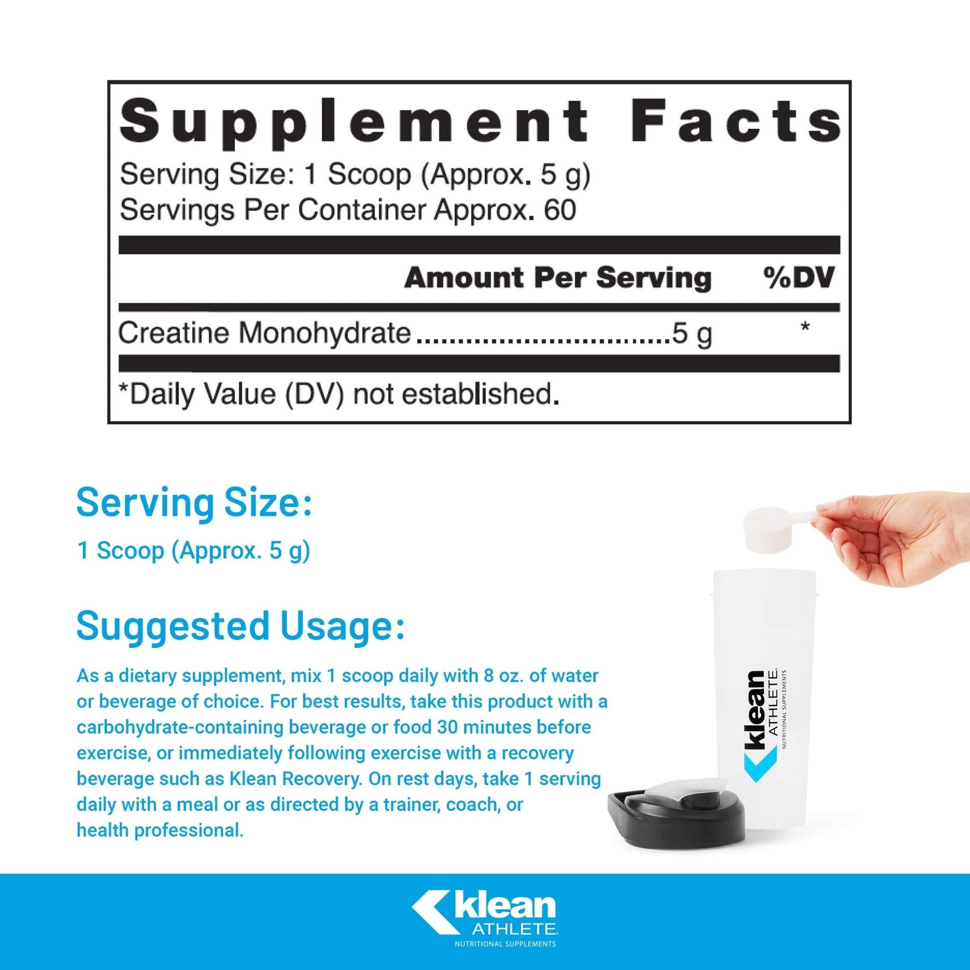 Klean Athlete Klean Creatine - Supports Muscle Strength, Performance & Recovery from Strenuous Exercise* - NSF Certified for Sport - 11.1 Ounces - Unflavored - Maple Wellness Supplements