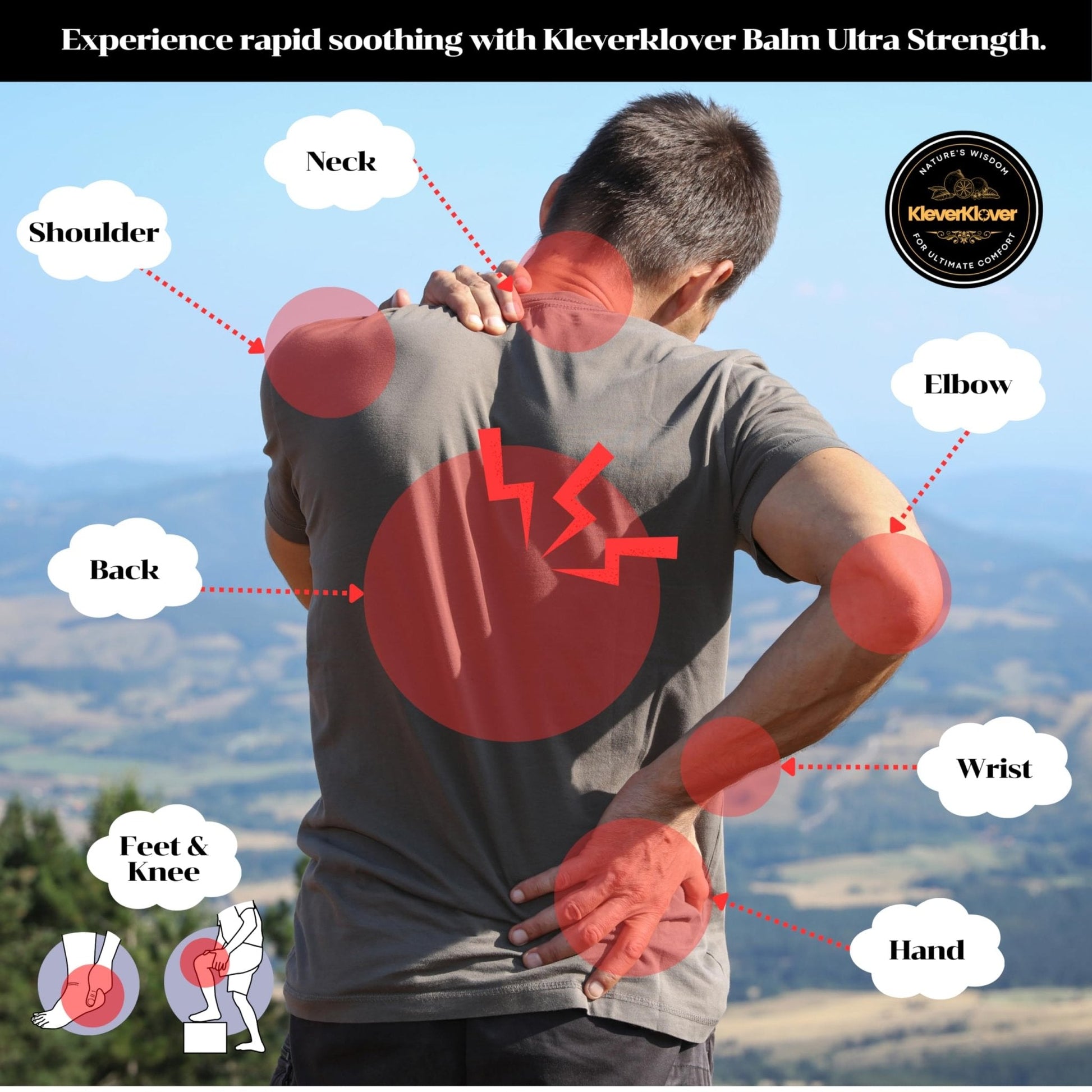 KleverKlover Back and Neck Aromatherapy Balm Ultra Strength for Healing Sore Muscle & Joint After Workout or Yoga - Plai Oil - Preservative Free- Citrus Scent + Free Massage Reflexology Wooden Stick - Maple Wellness Supplements