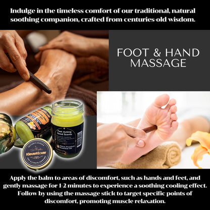 KleverKlover Back and Neck Aromatherapy Balm Ultra Strength for Healing Sore Muscle & Joint After Workout or Yoga - Plai Oil - Preservative Free- Citrus Scent + Free Massage Reflexology Wooden Stick - Maple Wellness Supplements