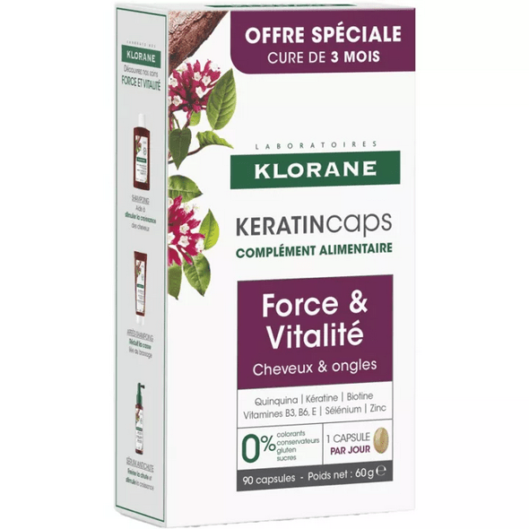 Klorane Keratin Caps Force & Vitalité 90 capsules - Maple Wellness Supplements