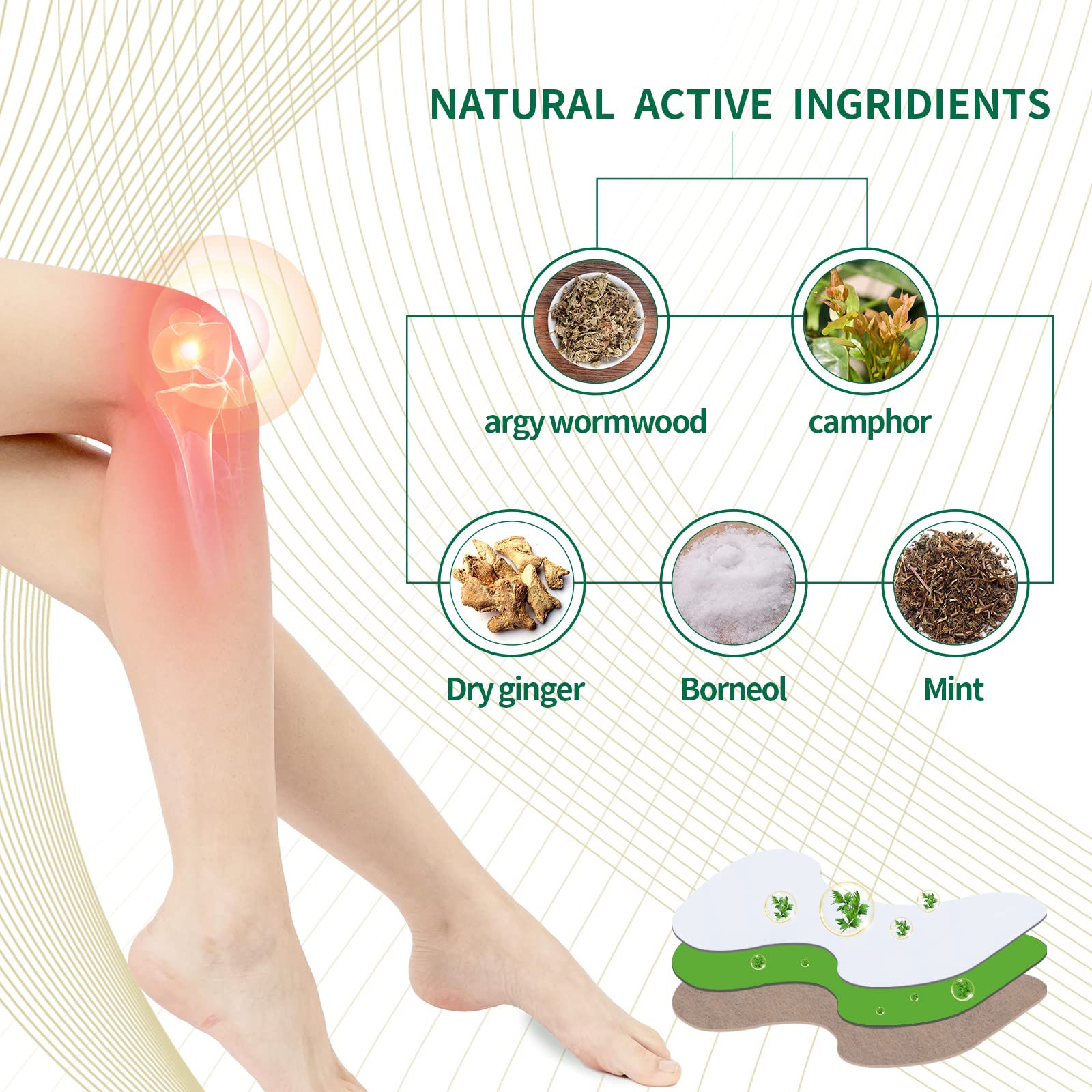 Knee Patch 72 Pcs, for The Relief of Muscle Pain in Joints, Neck and Shoulders, Long-Lasting Warm Knee Patches - Maple Wellness Supplements