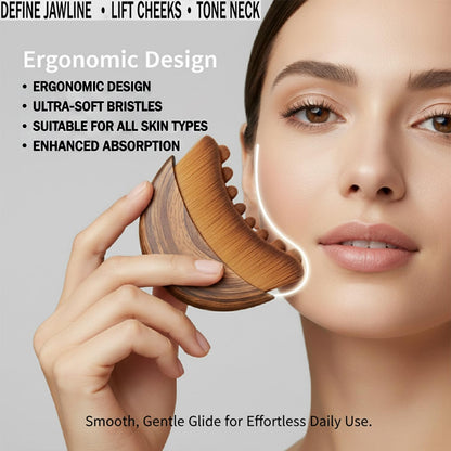 Kojiva Lymphatic Face Brush, Lymphatic Contour Face Brush Curved, Facial Lymphatic Drainage Massager Brush for Sculptingm, Reduce Puffiness & Double Chin Reducer, Improves Skin Glow Absorption (1PCS) - Maple Wellness Supplements