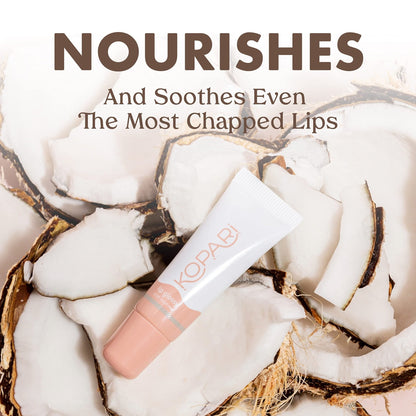 Kopari Coconut Lip Glossy | Nude Tint Birthday Suit | Vegan Hydrating Moisturizing Lip Oil Vitamin E Shea Butter Long Wear High Shine Non Sticky | Clean Plant Based Non Toxic Balm Paraben Free - Maple Wellness Supplements