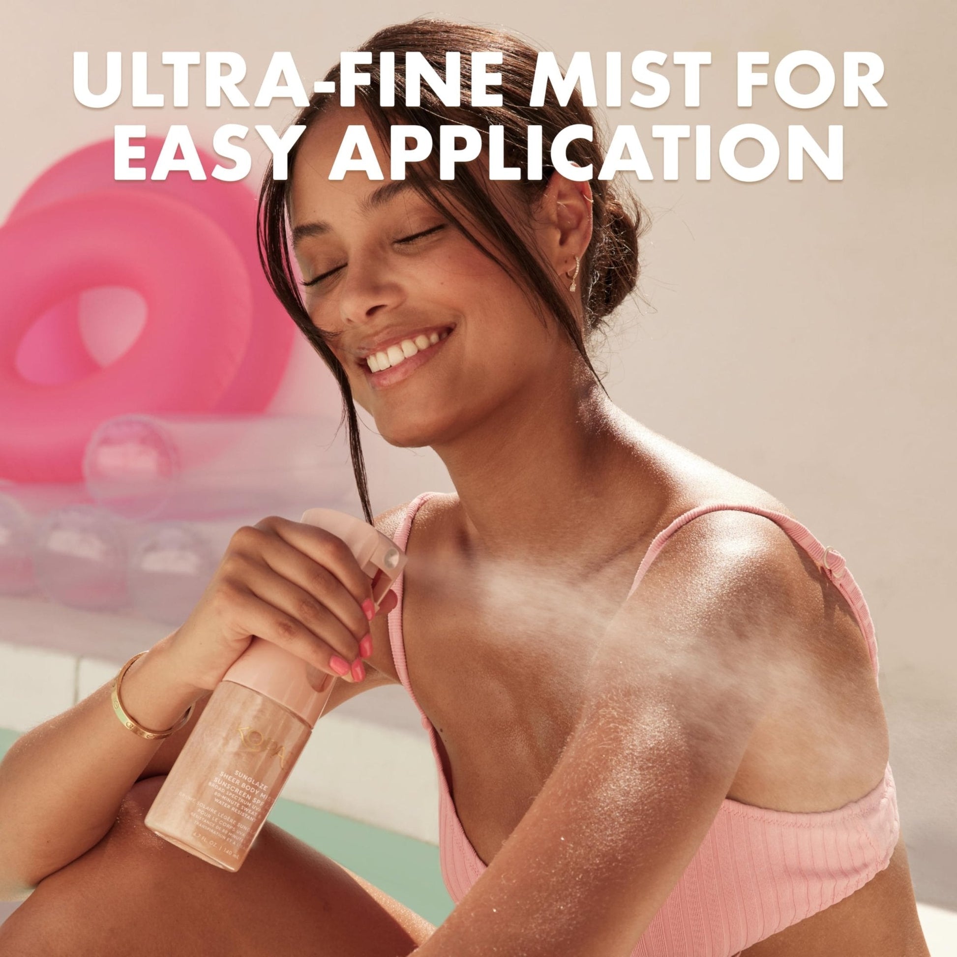 Kopari Rose Gold Sunglaze Sheer Body Mist Sunscreen SPF 42, Infused with Shimmering Body Oil, Hydrating Mist, Hydrates - Maple Wellness Supplements