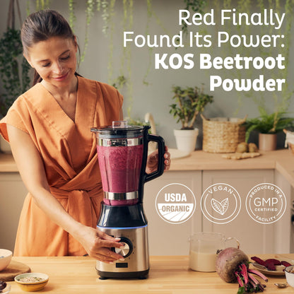 KOS Organic Beet Root Powder, USDA Organic - Natural Nitric Oxide Booster, Superfood Plant Based Beetroot Antioxidant, Supports Active Lifestyle & Healthy Circulation, - Maple Wellness Supplements