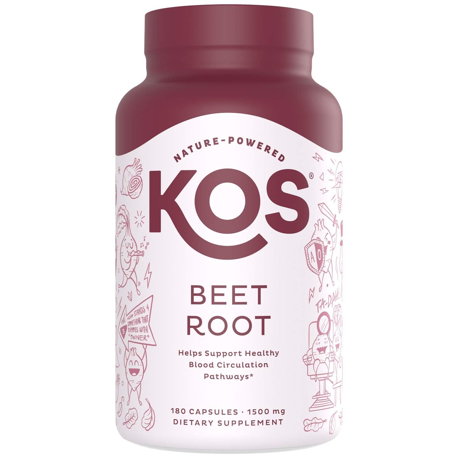 KOS Organic Beetroot Capsules 1500mg - USDA Organic, Antioxidant Power from Organic Beet Root Superfood, Supports Healthy & Active Lifestyle - Non-GMO, - Maple Wellness Supplements