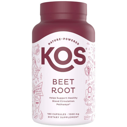 KOS Organic Beetroot Capsules 1500mg - USDA Organic, Antioxidant Power from Organic Beet Root Superfood, Supports Healthy & Active Lifestyle - Non-GMO, - Maple Wellness Supplements