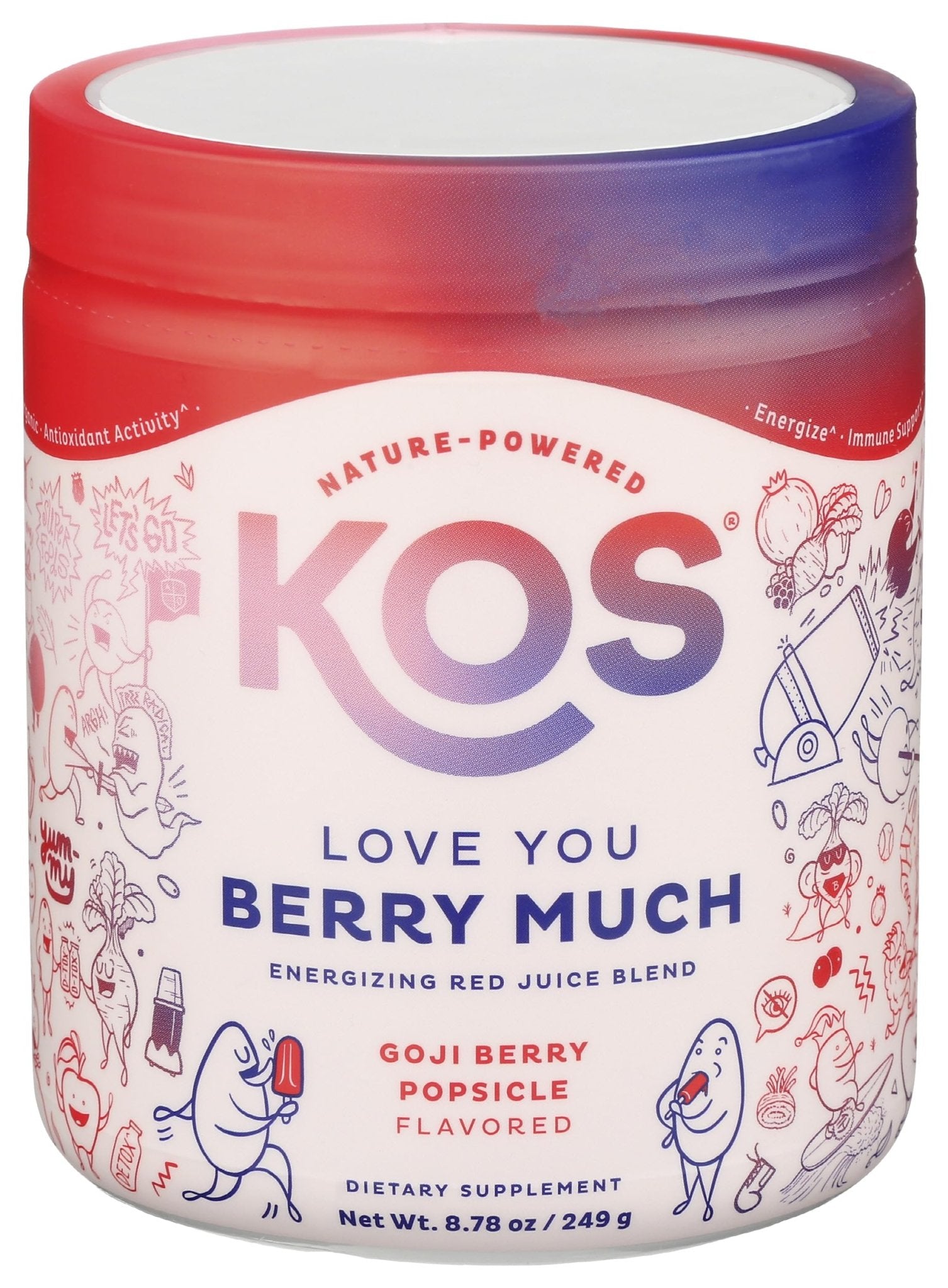 KOS Reds Superfood Powder for Antioxidants - USDA Certified Organic Beet Root, Goji Berries, Acai, Pomegranate, Coconut Water & Digestion Enzymes- Goji Berry Popsicle Flavor - Maple Wellness Supplements