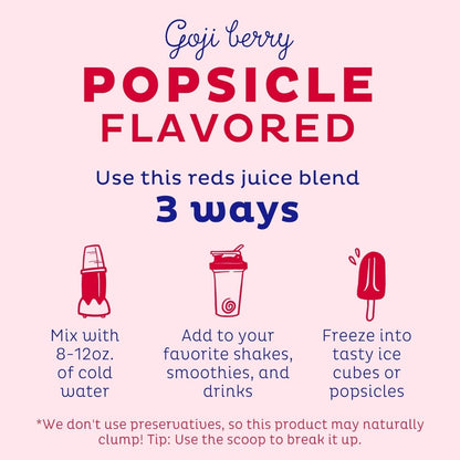 KOS Reds Superfood Powder for Antioxidants - USDA Certified Organic Beet Root, Goji Berries, Acai, Pomegranate, Coconut Water & Digestion Enzymes- Goji Berry Popsicle Flavor - Maple Wellness Supplements