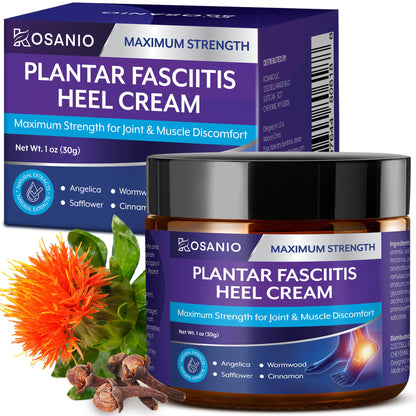 KOSANIO Plantar Fasciitis Relief Cream - Heel Discomfort Relief for Plantar Fasciitis, Foot, Knee, Hands, Legs - Natural Herbal Concentrate Formula - (30g / 1 oz (Pack of 1)) - Maple Wellness Supplements