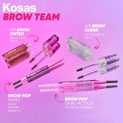 Kosas Air Brow Tinted Eyebrow Gel – Volumizing Brow Gel with Flexible Long-Lasting Hold, Medium Brown - Maple Wellness Supplements