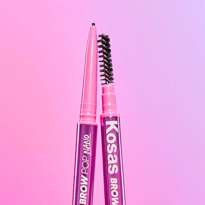 Kosas Brow Pop Nano Eyebrow Pencil – Ultra-Fine 1mm Micro Brow Pencil with Spoolie, Medium Brown - Maple Wellness Supplements