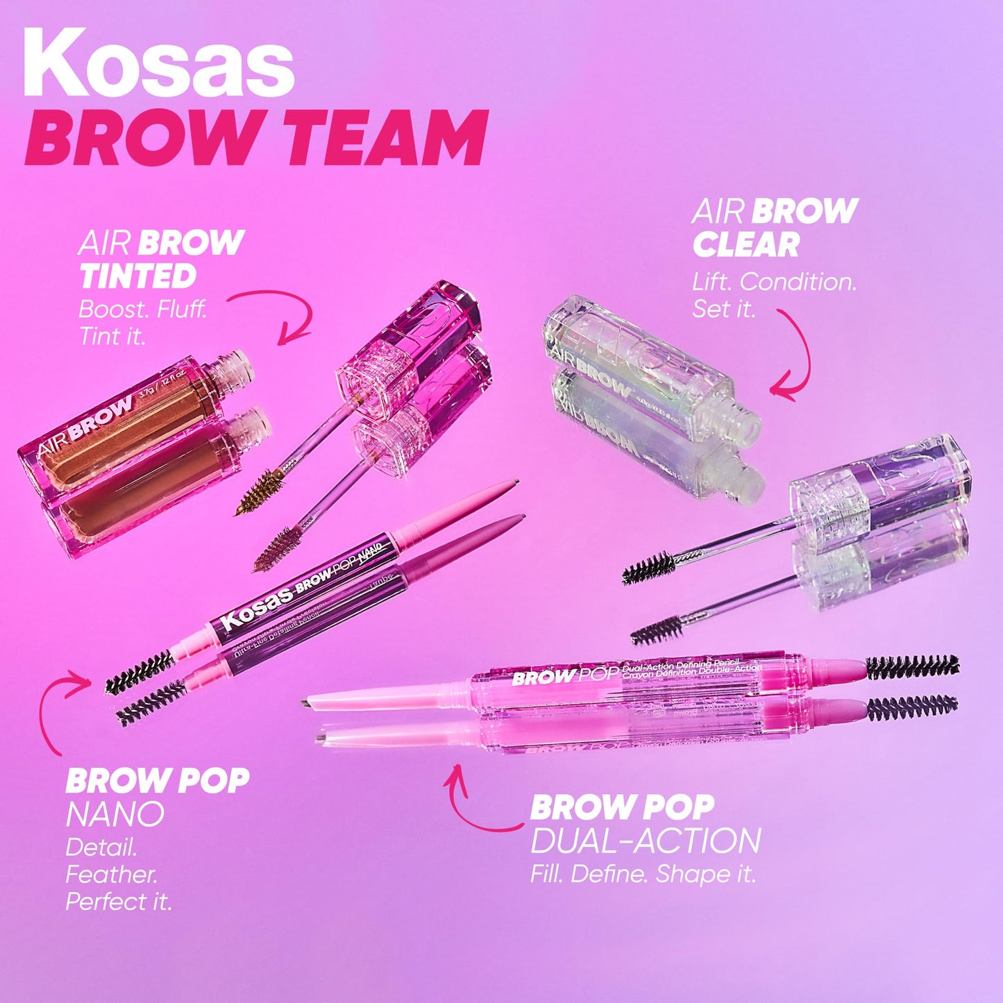 Kosas Brow Pop Nano Eyebrow Pencil – Ultra-Fine 1mm Micro Brow Pencil with Spoolie, Medium Brown - Maple Wellness Supplements