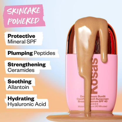 Kosas DreamBeam SPF 40 Mineral Sunscreen for Face + Makeup Prep – Lightweight Hydrating Sun Protection, 40 ml - Maple Wellness Supplements