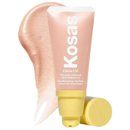 Kosas Glow I.V. - Vitamin-Infused Skin Illuminating Enhancer - Spark. Bonus Premium Korean Sheet Masque with Collagen - Maple Wellness Supplements
