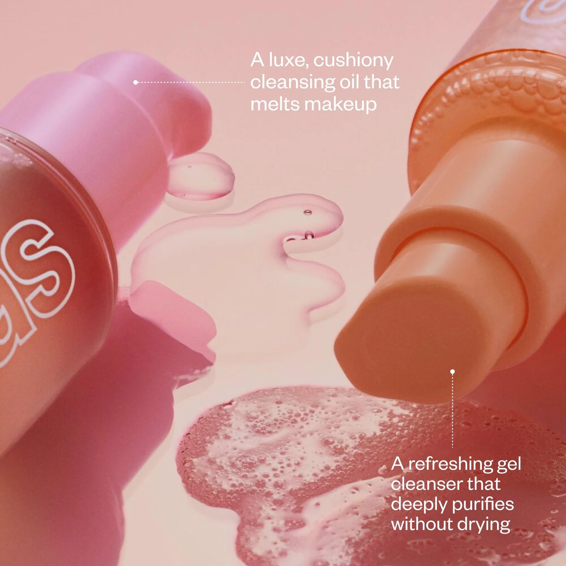 Kosas Mini Plump + Juicy Double Cleansing System — Botanical Oil Cleanser + Gel Cleanser Set, Soap & Sulfate Free, Hydrating Makeup Remover for All Skin Types - Maple Wellness Supplements