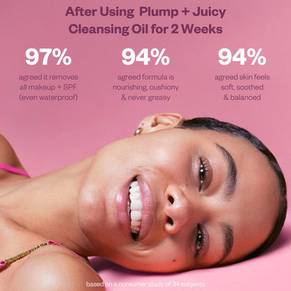 Kosas Plump + Juicy Cushiony Calm Botanical Cleansing Oil – Hydrating Makeup Remover for Sensitive Skin, Non-Greasy Oil Cleanser with Ceramides & Squalane for Soft, Soothed Skin - Maple Wellness Supplements