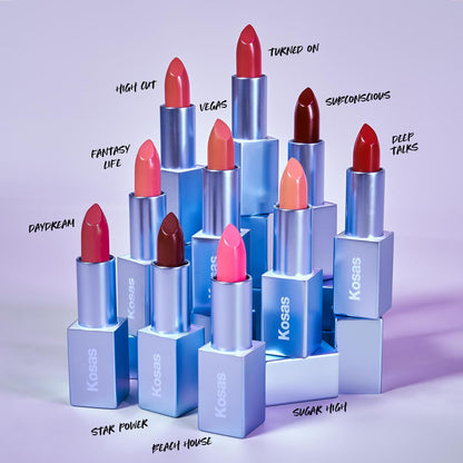 Kosas Weightless Lip Color Nourishing Satin Lipstick - High Impact Lip Color with Clean Formula - Comfy Feel & Soft Finish - Turned On - Maple Wellness Supplements