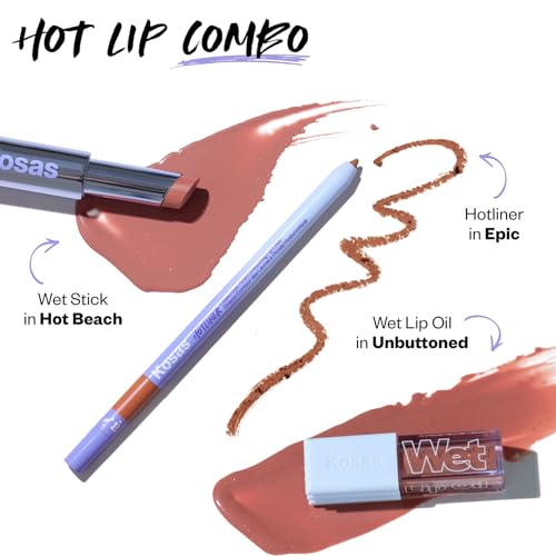 Kosas Wet Lip Oil Gloss - Hydrating Lip Plumping Treatment with Hyaluronic Acid & Peptides, Non-Sticky Finish (Unbuttoned) - Maple Wellness Supplements