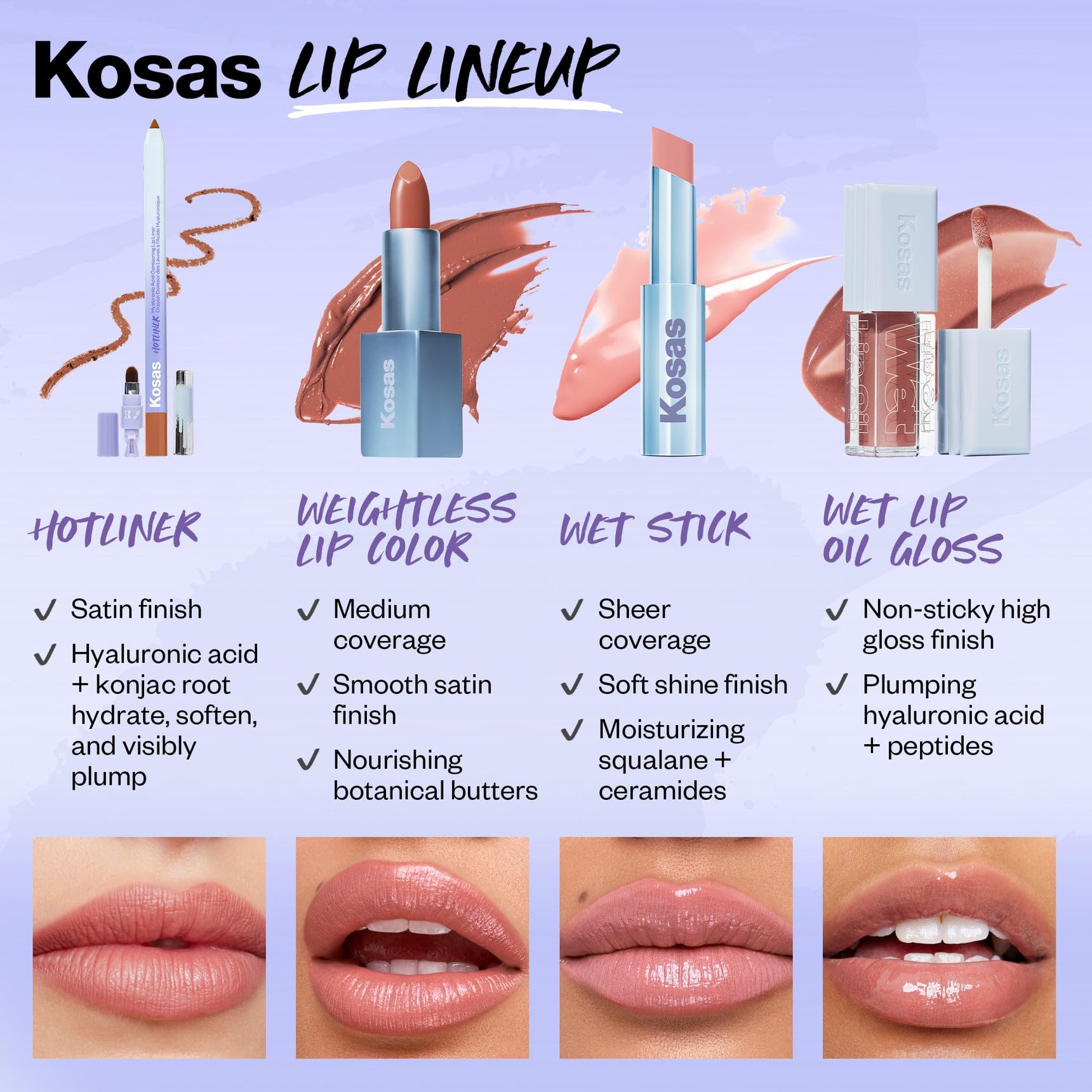 Kosas Wet Lip Oil Gloss - Hydrating Lip Plumping Treatment with Hyaluronic Acid & Peptides, Non-Sticky Finish (Unbuttoned) - Maple Wellness Supplements