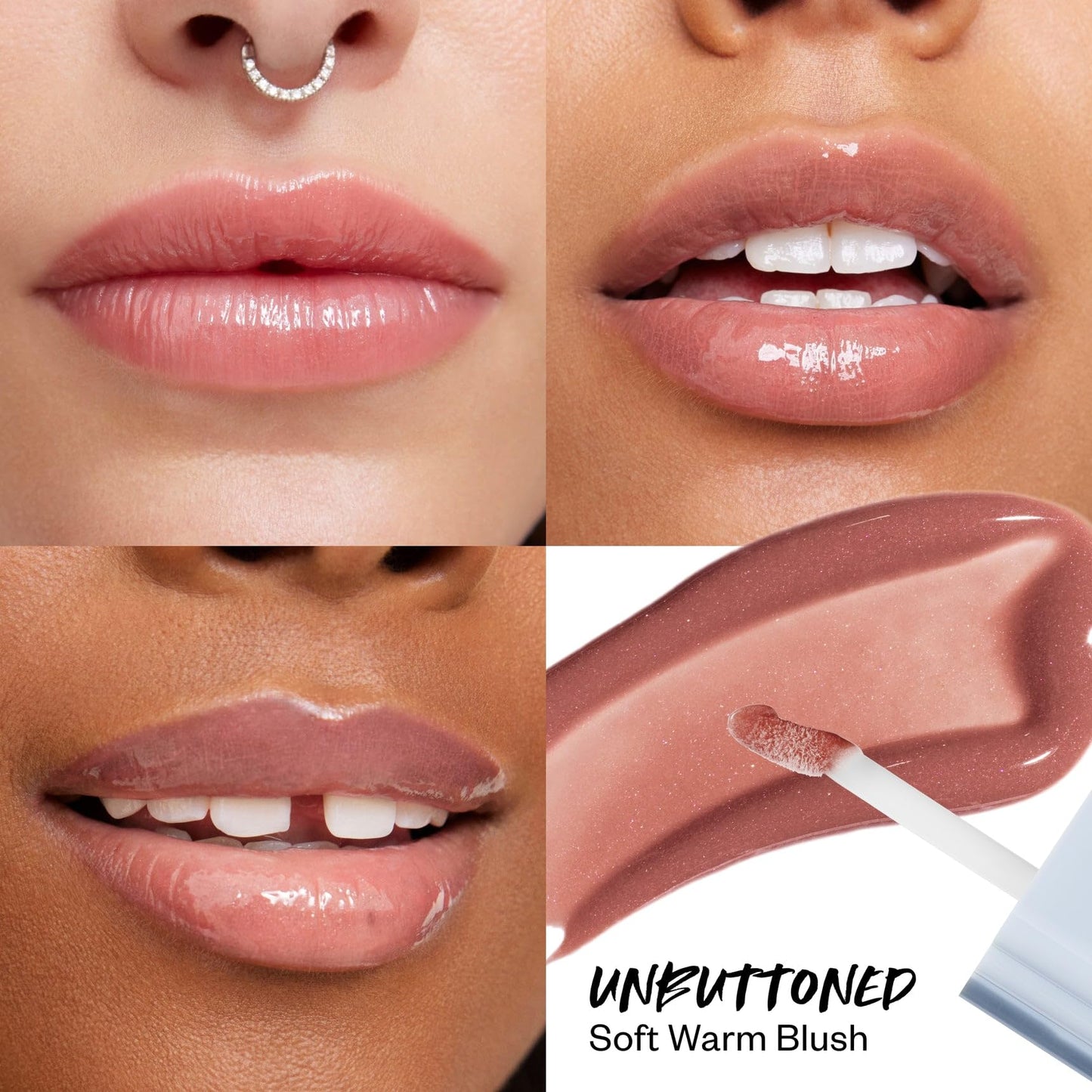 Kosas Wet Lip Oil Gloss - Hydrating Lip Plumping Treatment with Hyaluronic Acid & Peptides, Non-Sticky Finish (Unbuttoned) - Maple Wellness Supplements