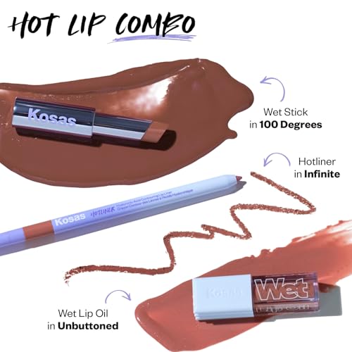 Kosas Wet Lip Oil Gloss - Hydrating Lip Plumping Treatment with Hyaluronic Acid & Peptides, Non-Sticky Finish (Unbuttoned) - Maple Wellness Supplements