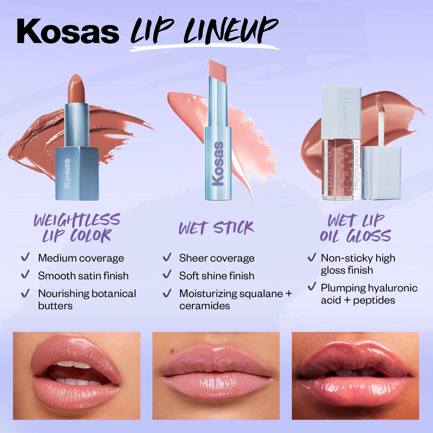 Kosas Wet Stick Moisturizing Shiny Sheer Lipstick with Ceramides, Hyaluronic acid, Peptides and Mango Butter - Soothes, Softens, and Moisturizes Lips – Malibu - Maple Wellness Supplements
