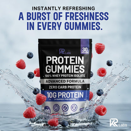 KR Labs Zero Carb 100% Pure Whey Isolate Protein Gummies | 300g Total Protein per Bag | 10g per Serving Plant Based with Vitamins for Men & Women - Maple Wellness Supplements