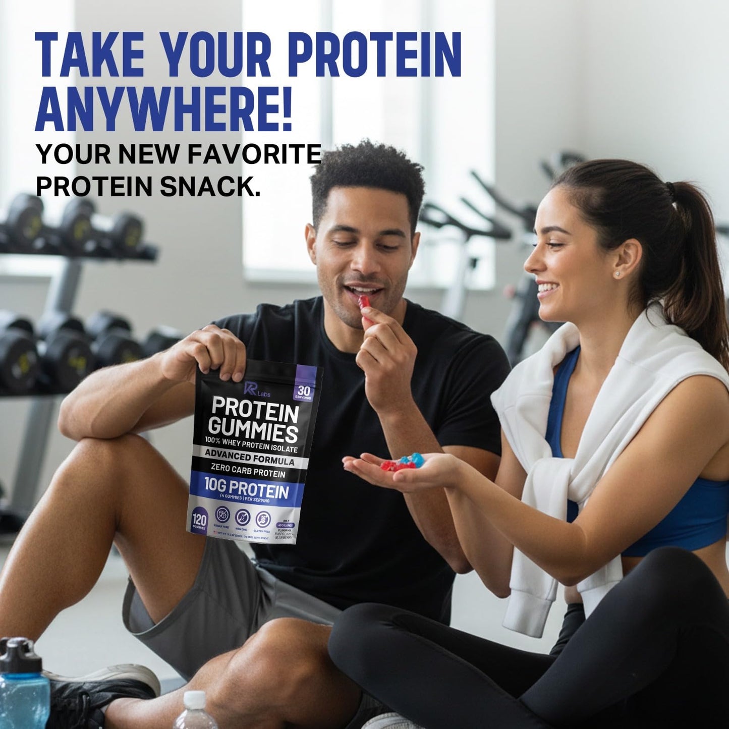 KR Labs Zero Carb 100% Pure Whey Isolate Protein Gummies | 300g Total Protein per Bag | 10g per Serving Plant Based with Vitamins for Men & Women - Maple Wellness Supplements