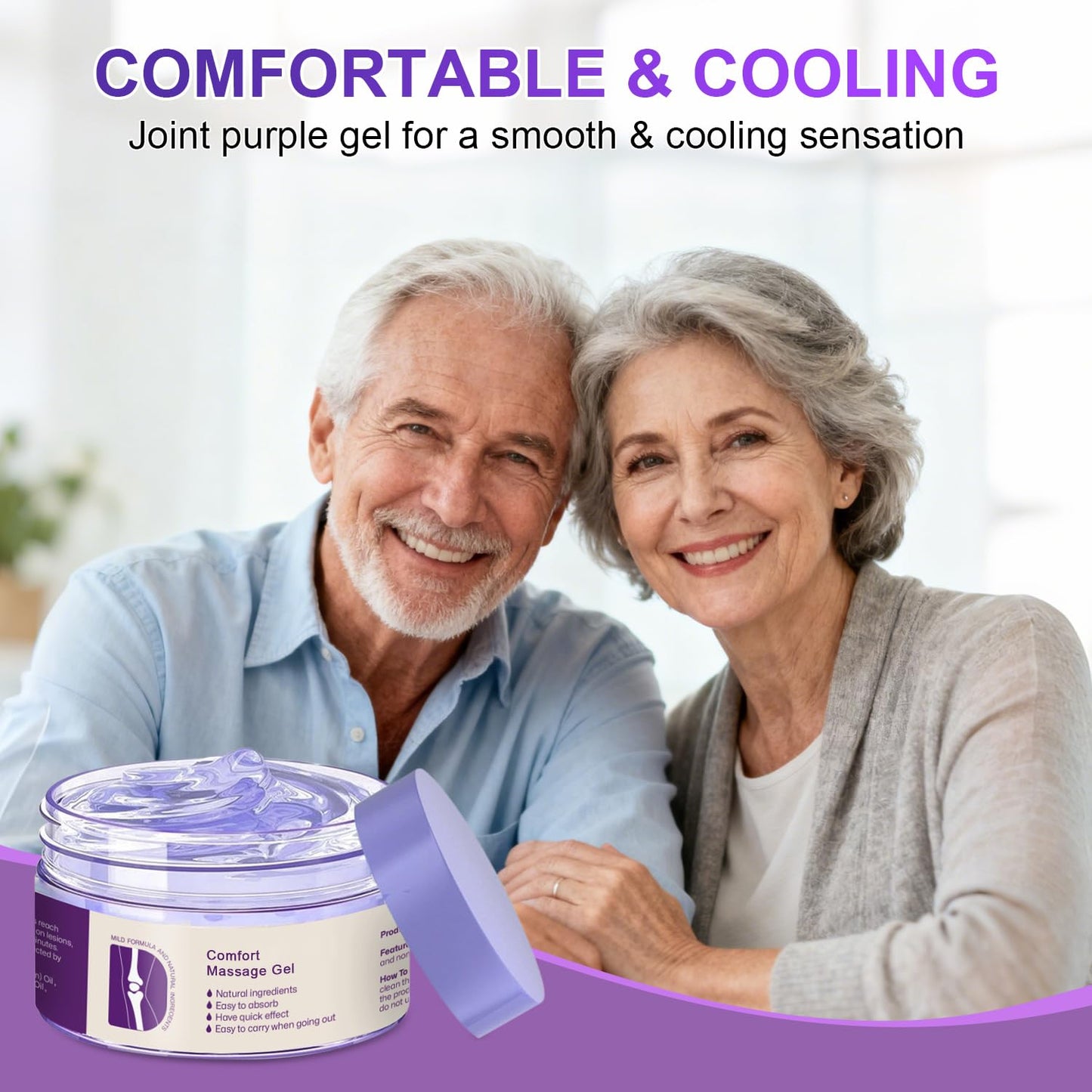 Kresin Joint Comfort Purple Gel, Kresin Joint Comfort Massage Gel, Soothes Discomfort for Neck, Back, Knees, Lumbar, and Feet, Absorb Quickly and Non-Greasy, 1.76 OZ, Violet - Maple Wellness Supplements