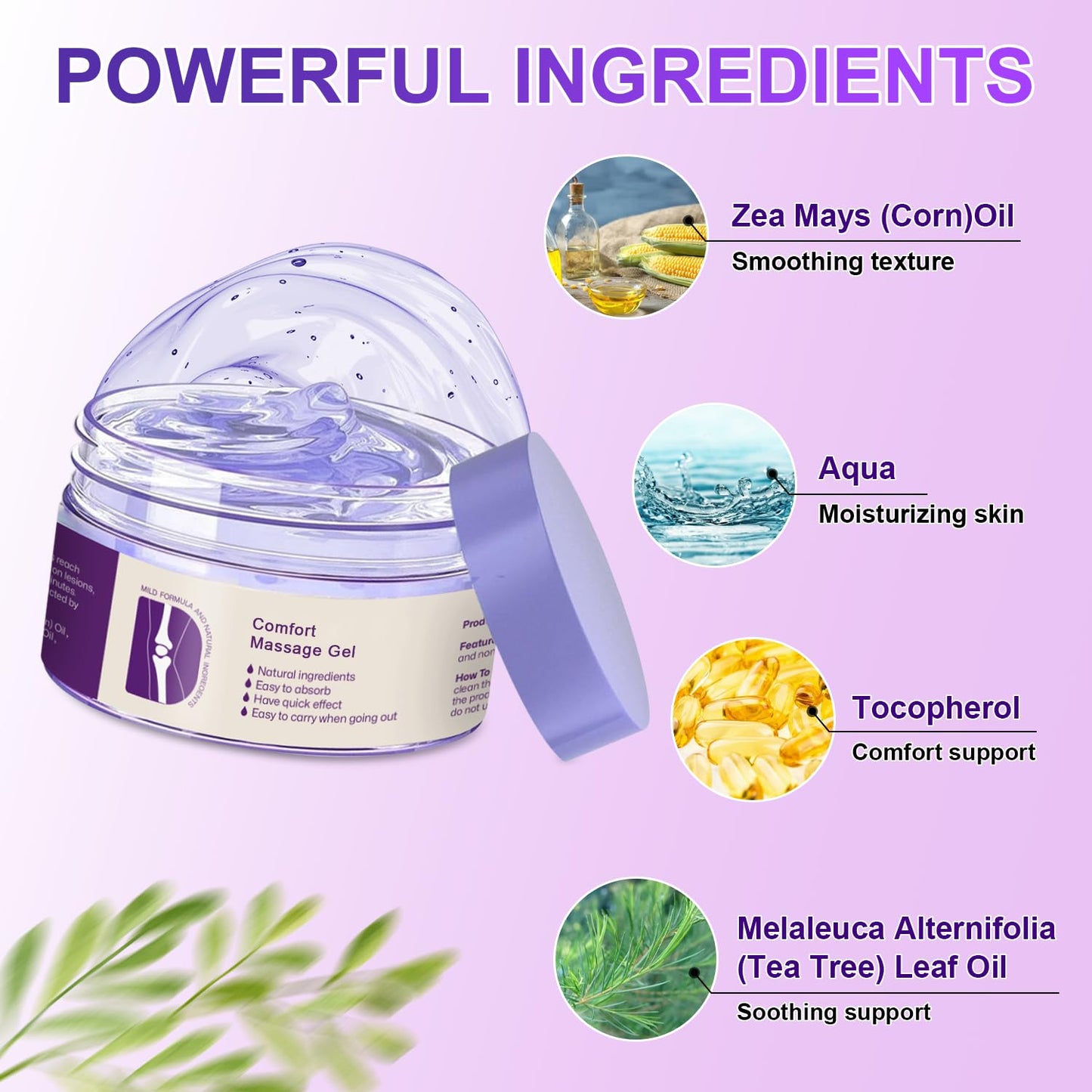 Kresin Joint Comfort Purple Gel, Kresin Joint Comfort Massage Gel, Soothes Discomfort for Neck, Back, Knees, Lumbar, and Feet, Absorb Quickly and Non-Greasy, 1.76 OZ, Violet - Maple Wellness Supplements