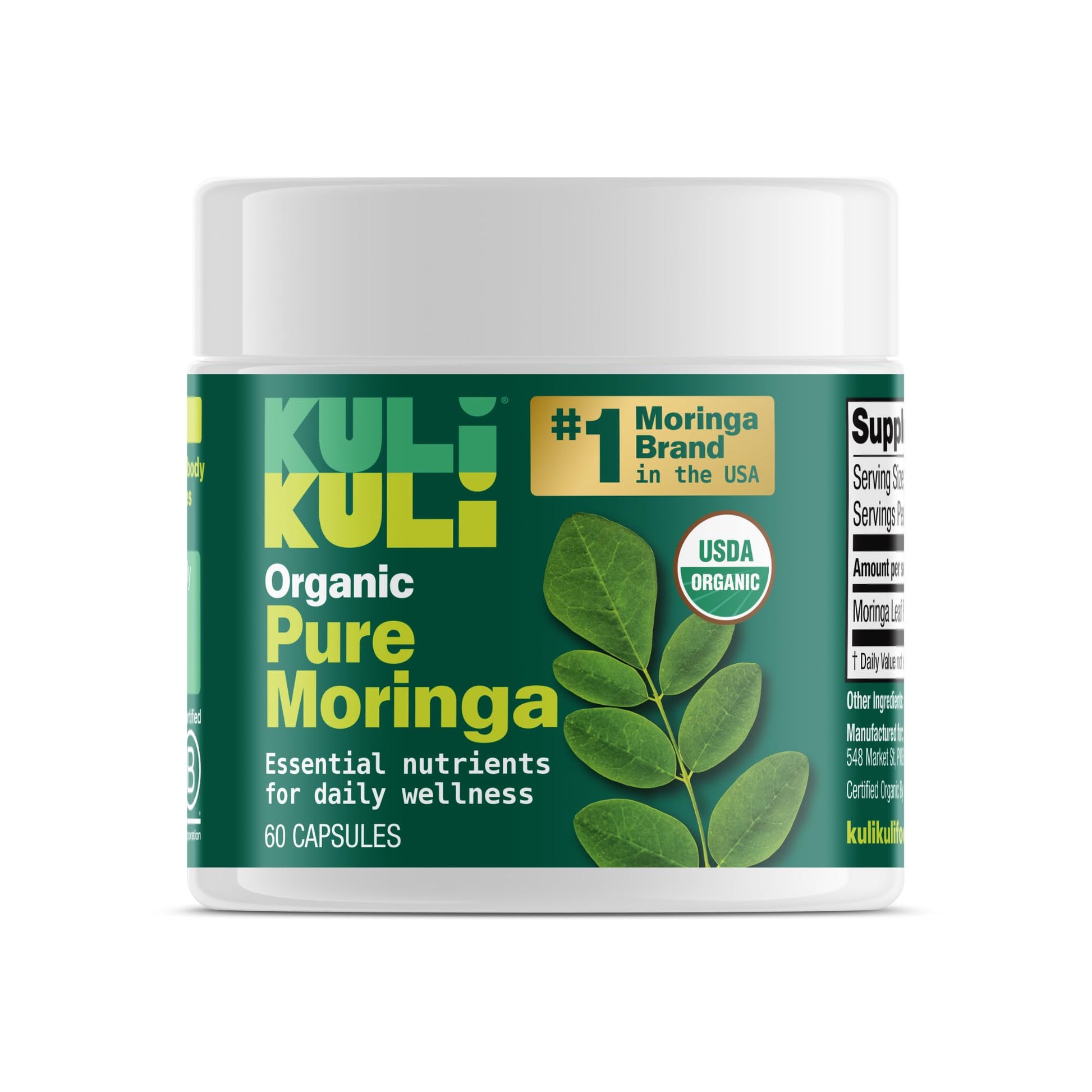KULI KULI Organic Pure Moringa Capsules, 60 CT - Maple Wellness Supplements
