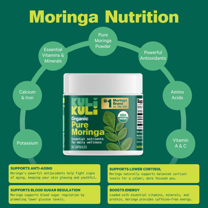 KULI KULI Organic Pure Moringa Capsules, 60 CT - Maple Wellness Supplements