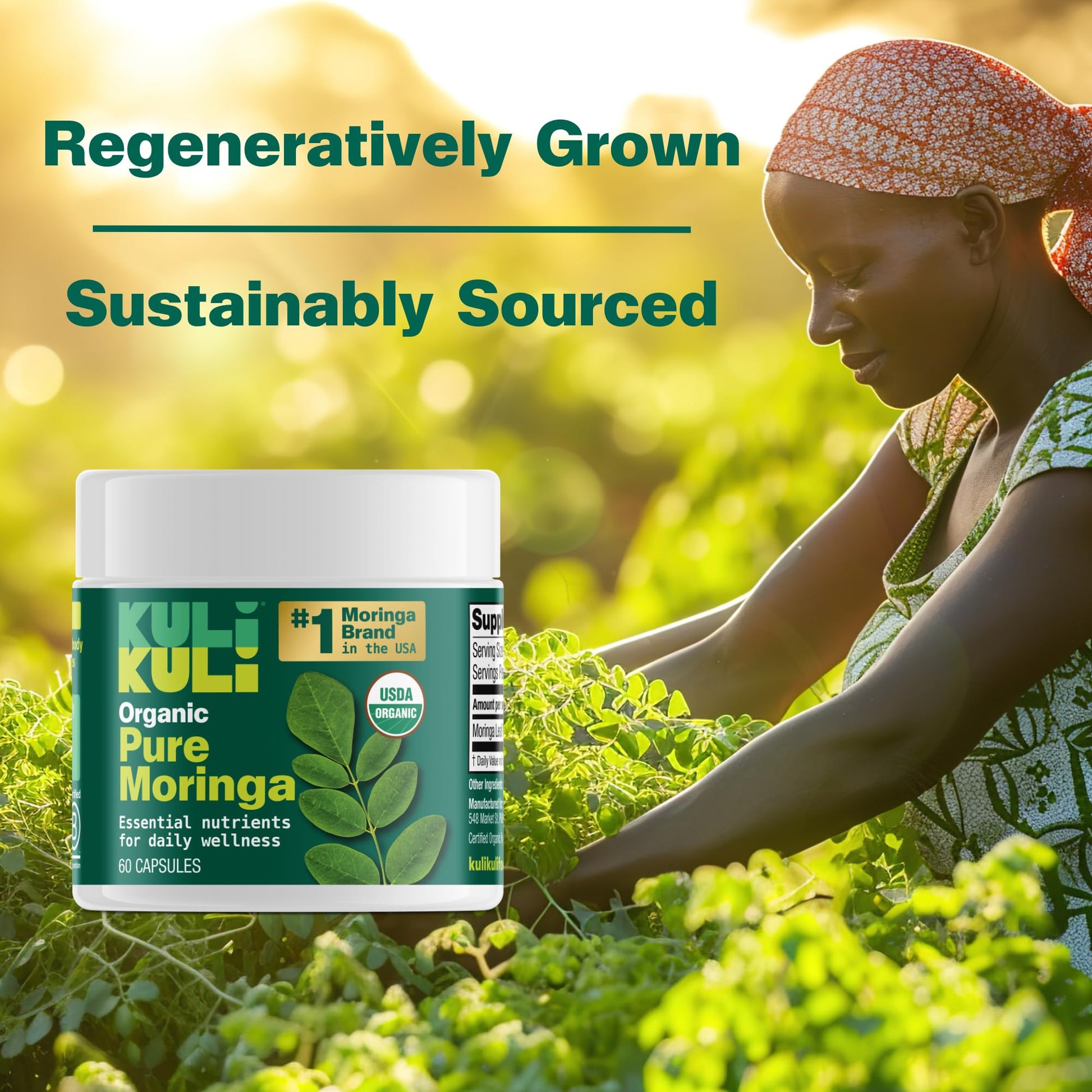 KULI KULI Organic Pure Moringa Capsules, 60 CT - Maple Wellness Supplements