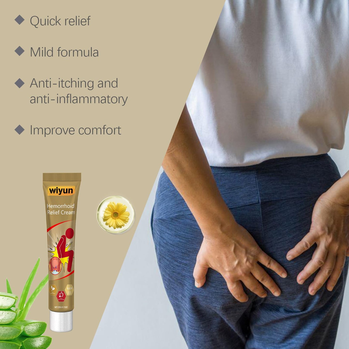 KUNLEN Herbal Hemorrhoids Cream, Chinese Hemorrhoid Creams, Body Care Cream for Men and Women (3pcs) - Maple Wellness Supplements