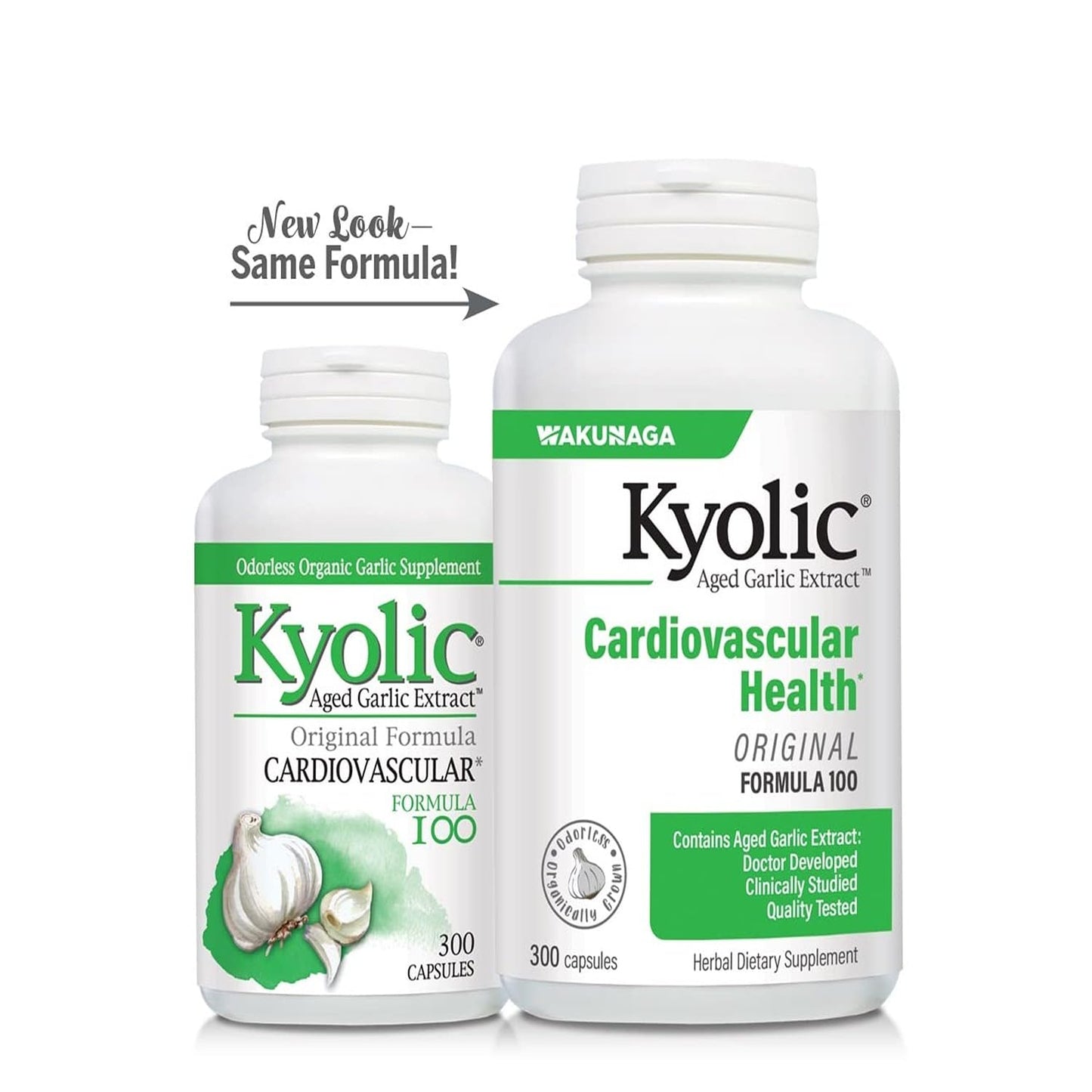 Kyolic Aged Garlic Extract Formula 100, Cardiovascular Health*, 300 Capsules. - Maple Wellness Supplements